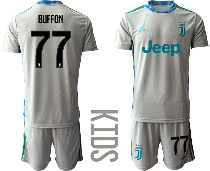 Youth 2020-2021 club Juventus gray goalkeeper #77 Soccer Jerseys